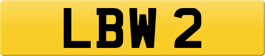 LBW 2 private number plate